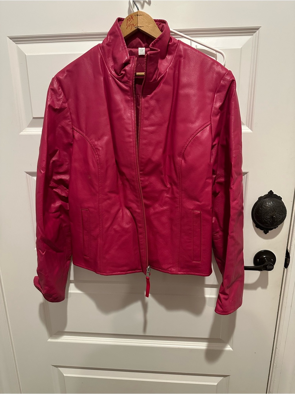 Womens Pink Wilson Maxima Leather Zip Front Jacket